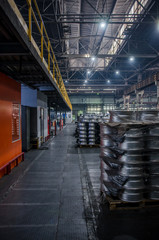 Production workshop with special equipment. Production of the alloy wheels