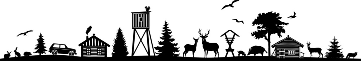 Forest Nature Landscape Skyline Vector Silhouette