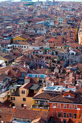 aerial panoramic view of the venice houses from the campanile di san marco, Venice, Italy