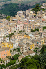 Fototapeta na wymiar Elevated view of houses in the old town of Ragusa in Sicily, Italy