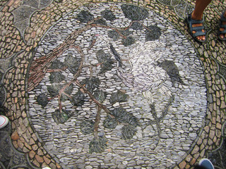 Floor mosaic of a Japanese crane, seen in Shanghai, China