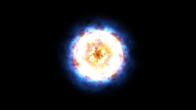 Animation big explosion on black background. Slow motion energy explosion. Big explosion graphic animation. Blast wave. 4k