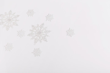 Christmas composition. Christmas snowflakes. Flat lay, top view