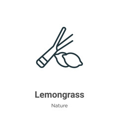 Obraz premium Lemongrass outline vector icon. Thin line black lemongrass icon, flat vector simple element illustration from editable nature concept isolated on white background