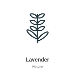 Lavender outline vector icon. Thin line black lavender icon, flat vector simple element illustration from editable nature concept isolated on white background