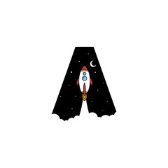 alphabet initial logo sign logotype space rocket vector