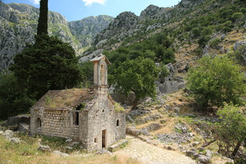 Fototapeta na wymiar Church in the Mountains of Kotor