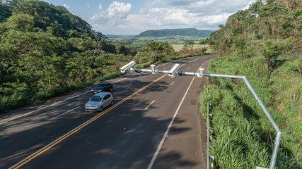 Aerial view of speed control radar camera in Brazil.