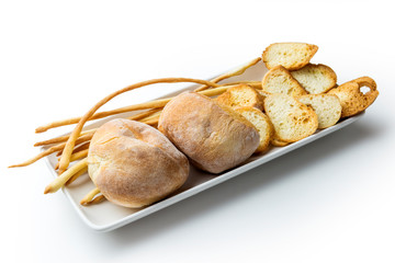 Plate with Toast Bread Breadstick