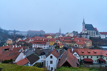 View of St. Vitus church in Cesky Krumlov                              