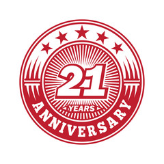 21 years logo. Twenty-one years anniversary celebration logo design. Vector and illustration.