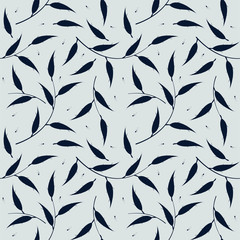 Stylish seamless pattern with leaves isolated on grey background. Image can be used for tile, linen, covers, pillow designs, rugs and more creative ideas. - 305551425