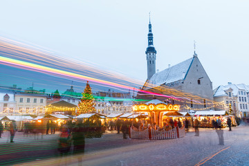 Obraz premium Christmas market in Tallinn, Estonia