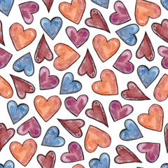 set of watercolor elements, spruce branches, balls, gifts, heart, star, fox, dog, bullfinch, cupcake, hat, sock. seamless pattern