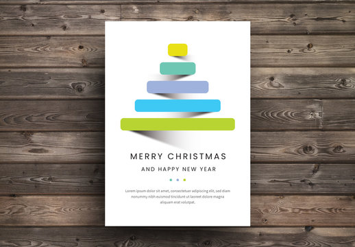 Christmas Tree Card Layout with Pastel Colors