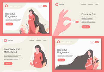 Pregnancy and maternity landing page set.