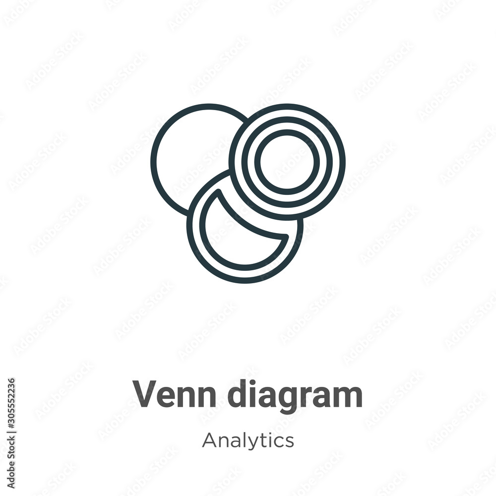 Poster venn diagram outline vector icon. thin line black venn diagram icon, flat vector simple element illu