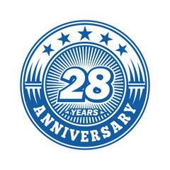 Fototapeta premium 28 years logo. Twenty-eight years anniversary celebration logo design. Vector and illustration.