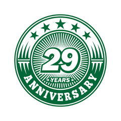 29 years logo. Twenty-nine years anniversary celebration logo design. Vector and illustration.