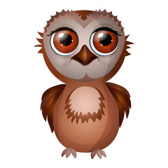 Cute cartoon owl isolated on a white background. Flat style.