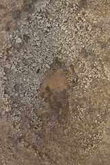 Volcano crater aerial with large grey rocks