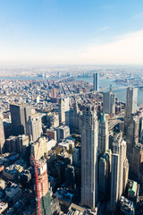 View on New York City skyline and Manhattan from the top observation platform