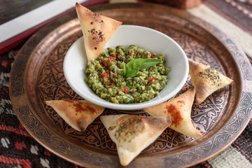 Middle Eastern Bulgur and Chopped Parsley Appetizer, Meze. Tabbouleh Salad