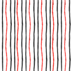 Watercolor hand painted abstract simple stripes elements seamless pattern