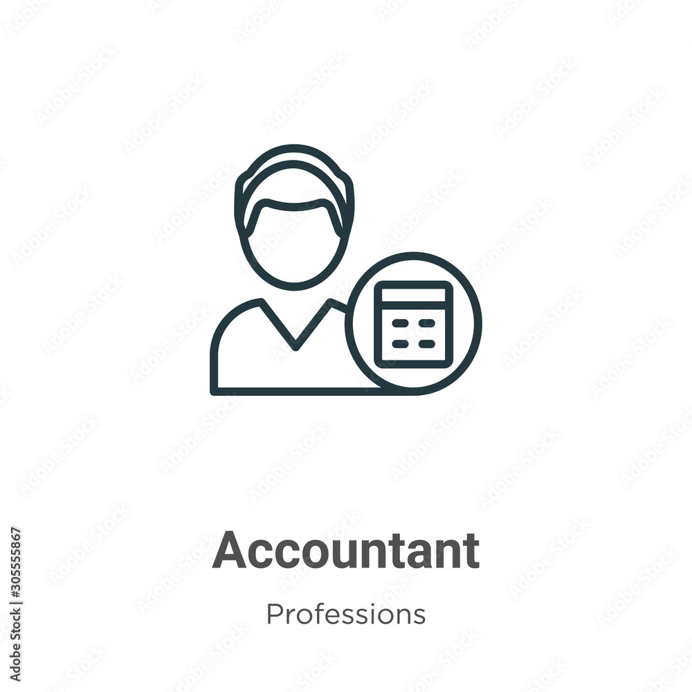 Poster accountant outline vector icon. thin line black accountant icon, flat vector simple element illustra