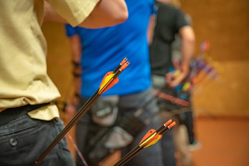 sports archery at the shooting range, competition for the most points to win the cup