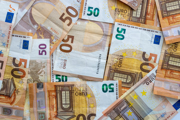 Fifty Euro banknotes