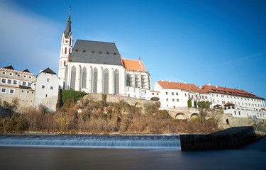 View of St. Vitus church in Cesky Krumlov                              