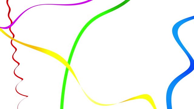 Christmas and happy new year festive background. Serpanrin flying colorful ribbons. Christmas decoration for festive mood. Camera flies around the scene. Seamless looping. Alpha channel present
