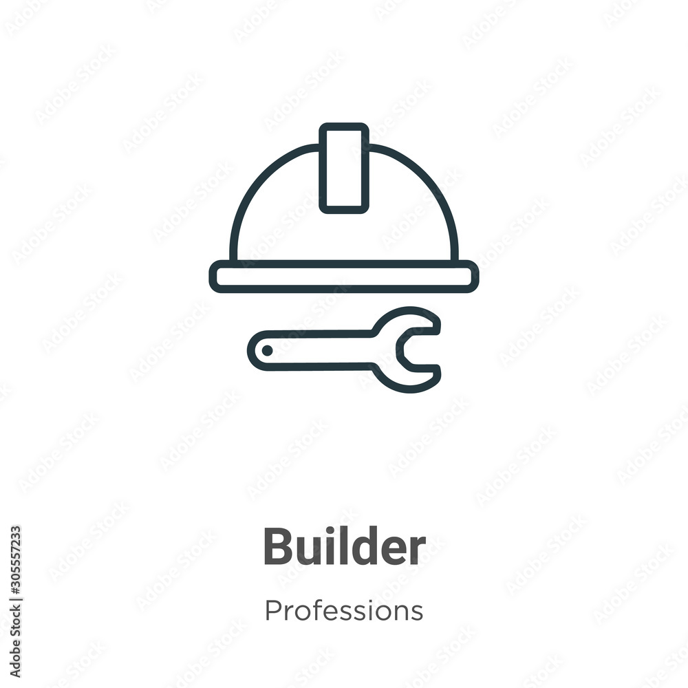 Poster builder outline vector icon. thin line black builder icon, flat vector simple element illustration f