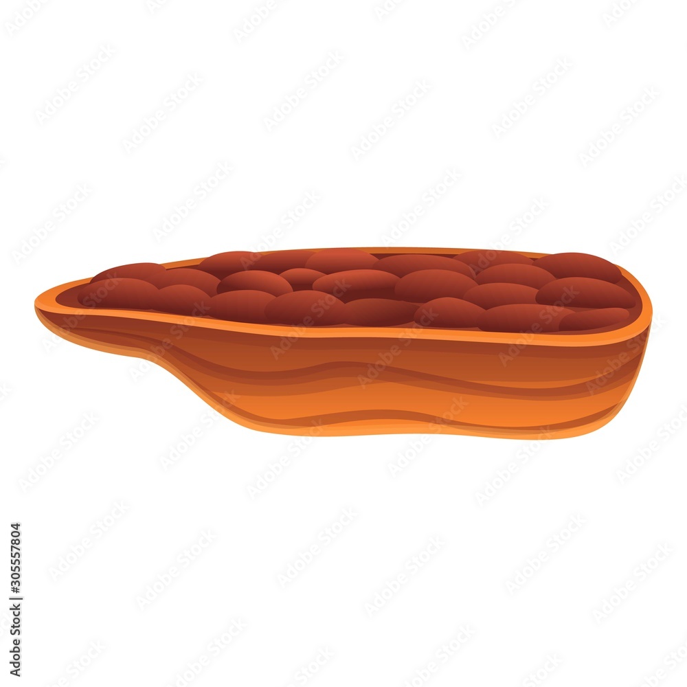 Aufkleber half cutted cocoa icon. cartoon of half cutted cocoa vector icon for web design isolated on white ba