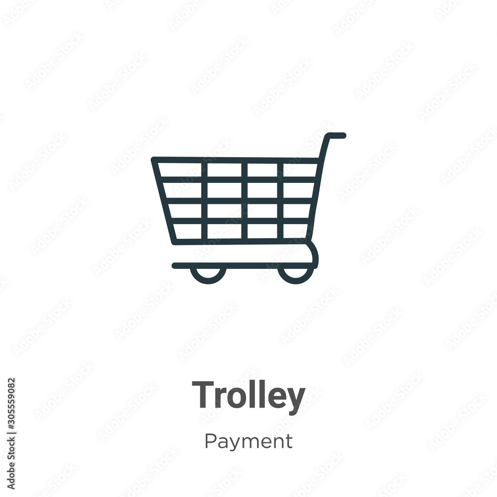 Poster trolley outline vector icon. thin line black trolley icon, flat vector simple element illustration f