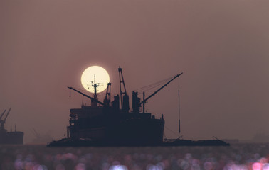 silhouette of the ship