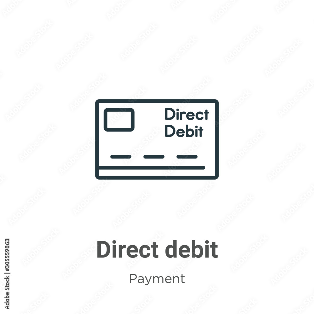 Poster Direct debit outline vector icon. Thin line black direct debit icon, flat vector simple element illustration from editable payment concept isolated on white background