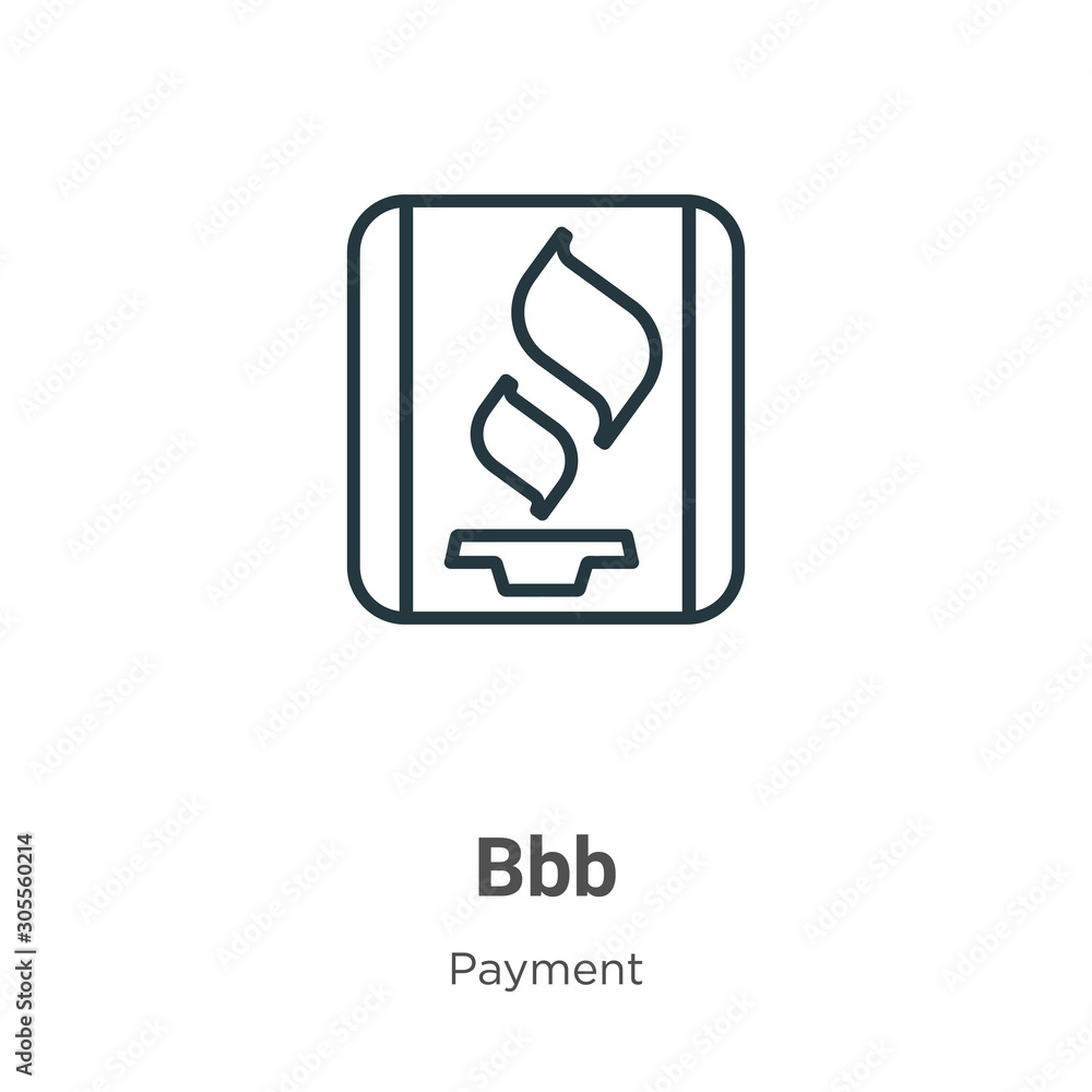 Poster bbb outline vector icon. thin line black bbb icon, flat vector simple element illustration from edit