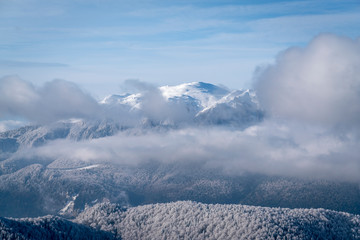 View of Bucegi Mountains from Baiului Mountain.