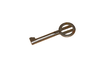 Image of old metal key isolated on white background