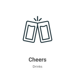Cheers outline vector icon. Thin line black cheers icon, flat vector simple element illustration from editable drinks concept isolated on white background