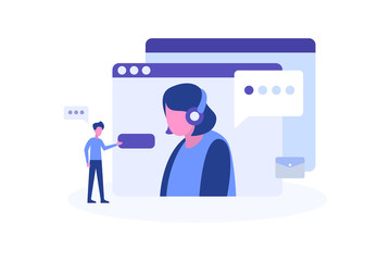 Customer support illustration concept for web landing page template, banner, flyer and presentation