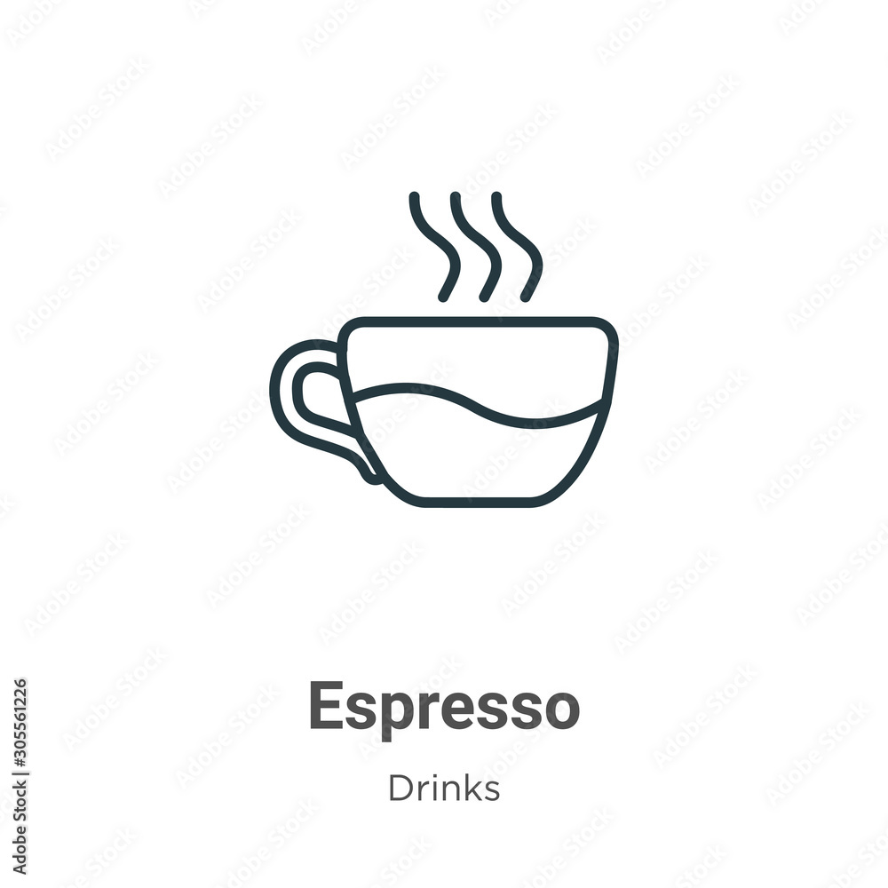 Poster espresso outline vector icon. thin line black espresso icon, flat vector simple element illustration