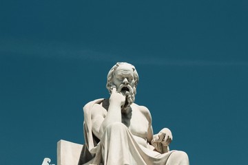 Statue of the ancient Greek philosopher Socrates in Athens, Greece.