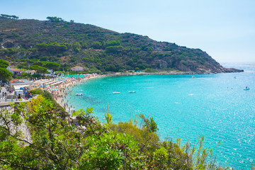 Fototapeta na wymiar View of the famous Cavoli beach in the Isle of Elba, Tuscany, Italy