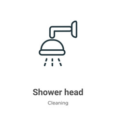 Shower head outline vector icon. Thin line black shower head icon, flat vector simple element illustration from editable cleaning concept isolated on white background