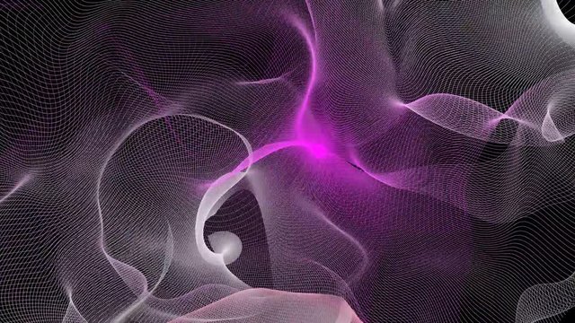 Pink leaks multicolored light background. Abstract colored fractal lines curve against a black background.