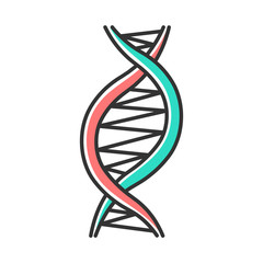 Left-handed DNA helix color icon. Z-DNA. Deoxyribonucleic, nucleic acid structure. Spiral strands. Chromosome. Molecular biology. Genetic code. Genome. Genetics. Isolated vector illustration