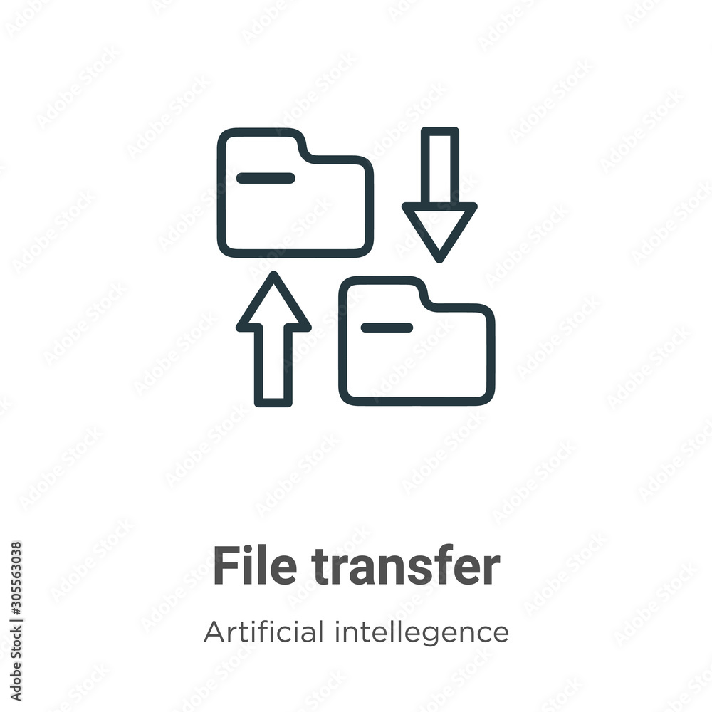 Poster file transfer outline vector icon. thin line black file transfer icon, flat vector simple element il